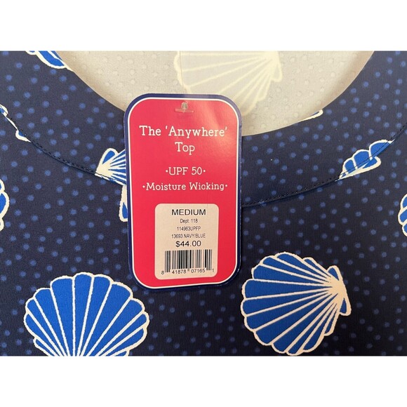 Sunsets & Sweet Tea UPF 50 The Anywhere Shirt  Womens M  NWT  Navy Print Top Tee - Picture 4 of 6